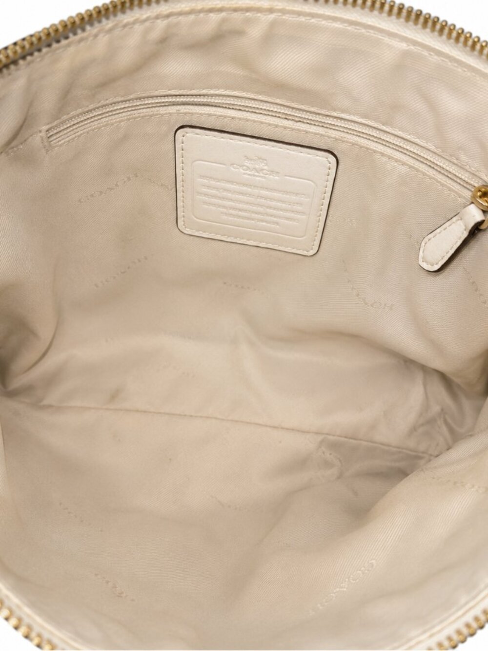 Coach City Zip Tote / Crossbody Bag Beige Signature Canvas & White Leather EUC - Picture 4 of 5